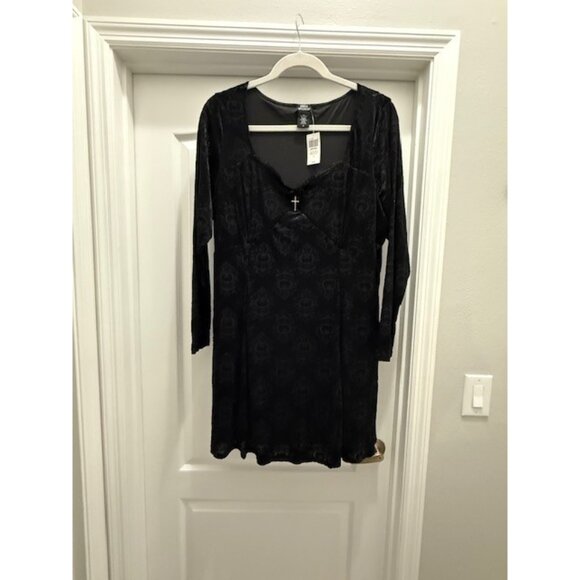 Hot Topic Social Collision Cosmic Aura Pumpkin Whimsygoth Dress 3 3X Damask Velv - Picture 2 of 14